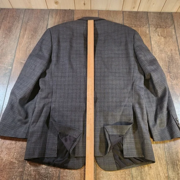 Jos. A. Bank Blazer Mens 44R Gray Glen Check Plaid 100% Wool Sport Coat Jacket - Picture 8 of 9